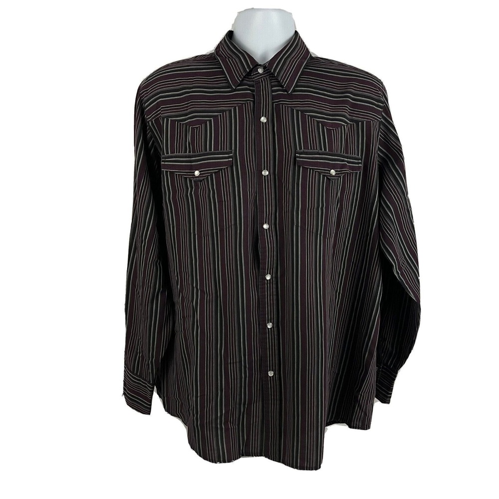 Bit & Bridle Mens Pearl Snap L/S Shirt Size XL Cowboy Rodeo Striped Western Wear